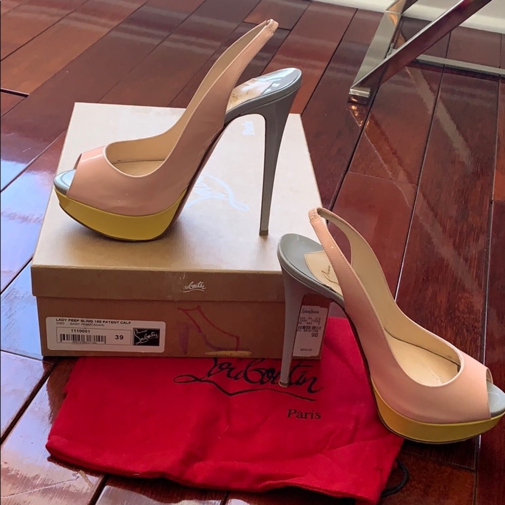 Christian Louboutin Lady Peep Sling Back PL Sz 9
